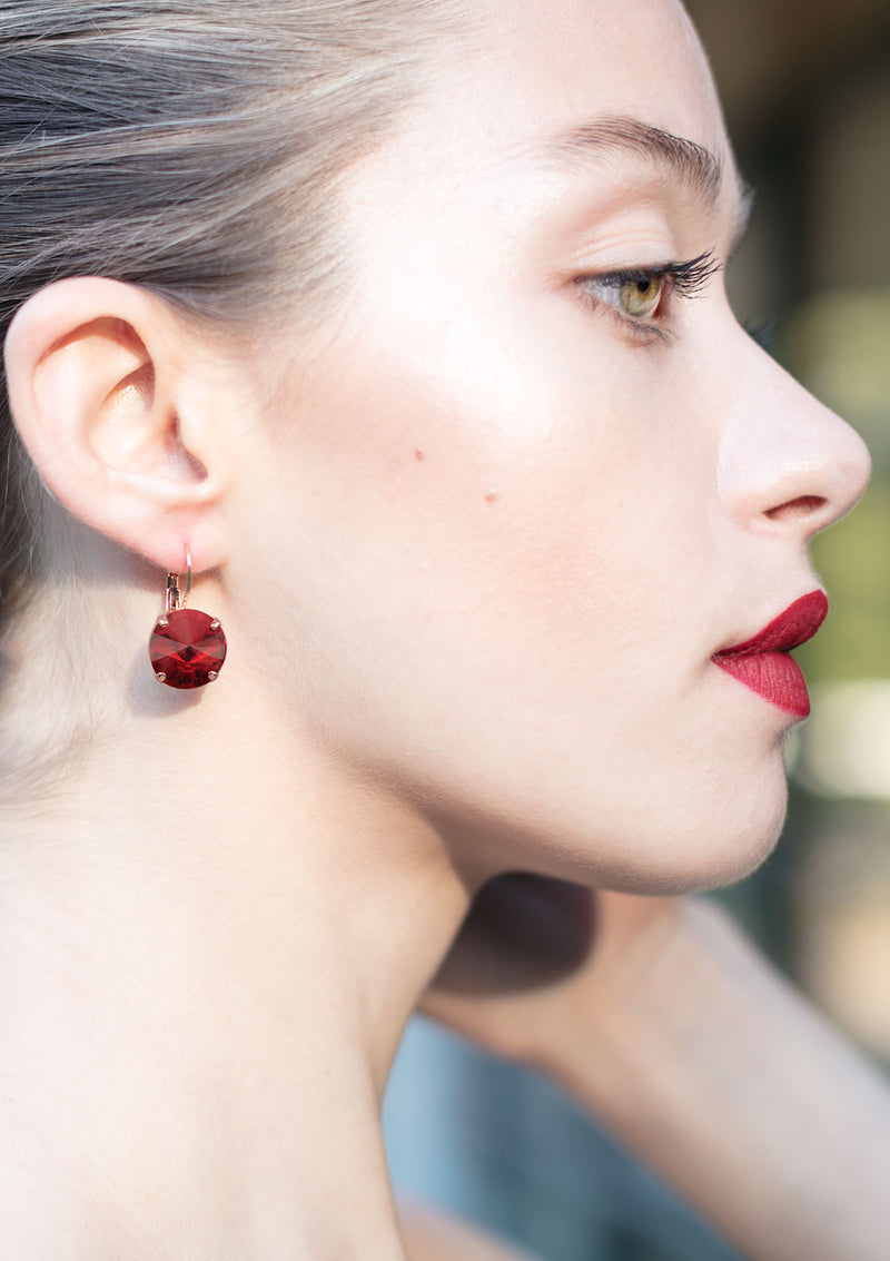 Red Swarovski crystal earrings drop Rebekah Price jewelry