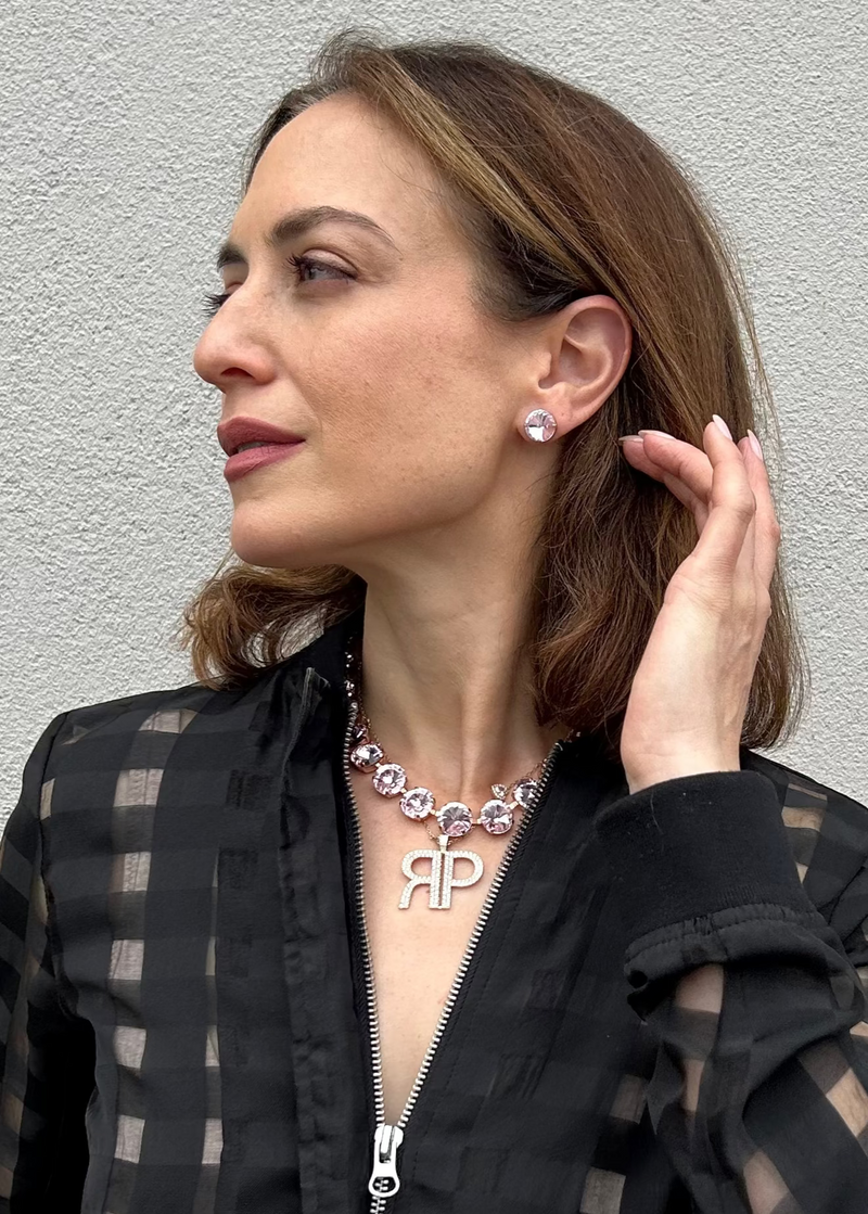 Light Rose Rivoli Studs- Rose Gold