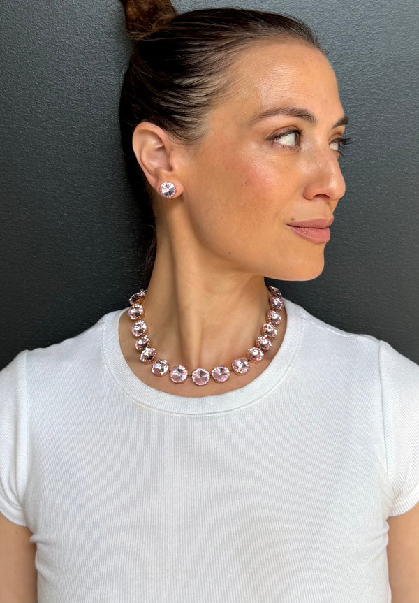 Light Rose Rivoli Studs- Rose Gold