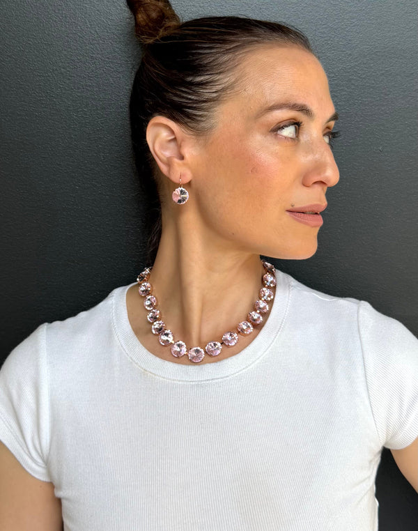 Light Rose Rivoli Necklace- Rose Gold