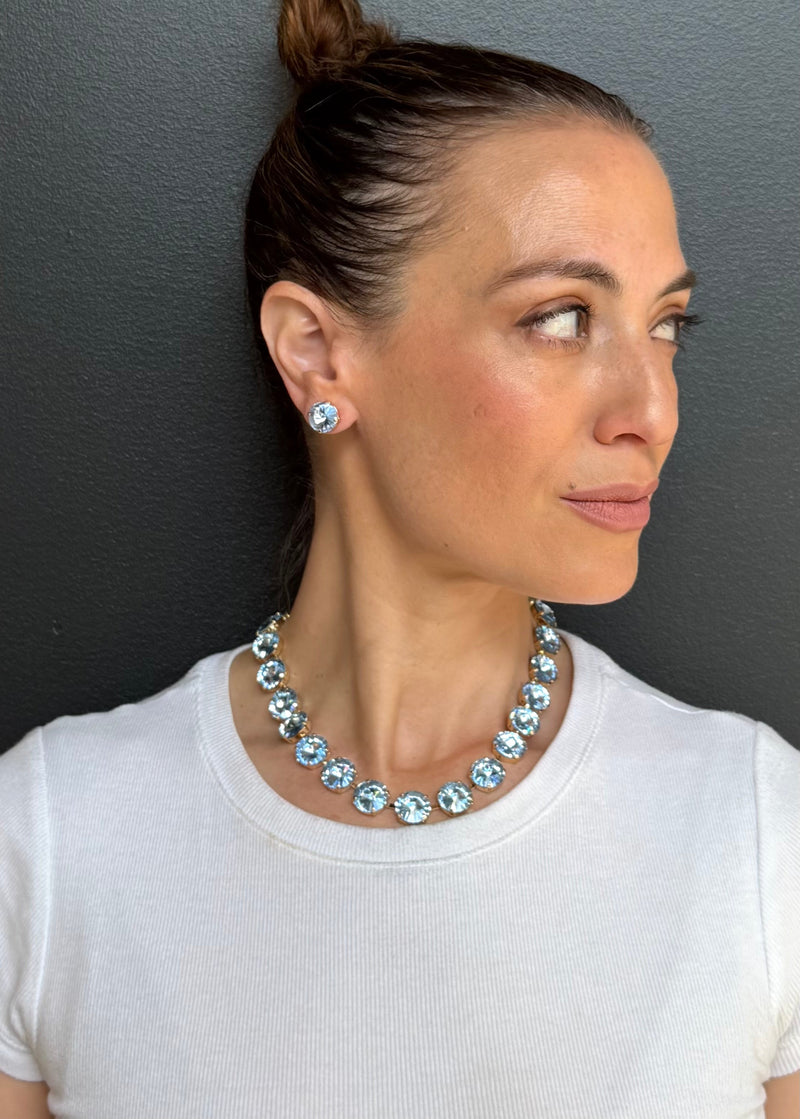 Light Sapphire Rivoli Necklace- Gold