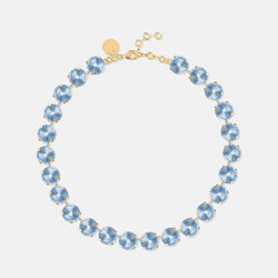 Light Sapphire Rivoli Necklace- Gold