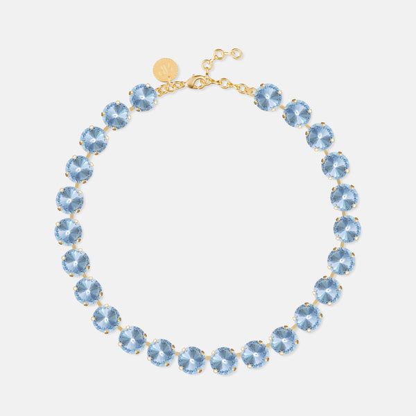 Light Sapphire Rivoli Necklace- Gold
