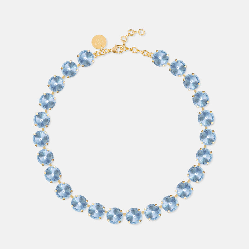 Light Sapphire Rivoli Necklace- Gold