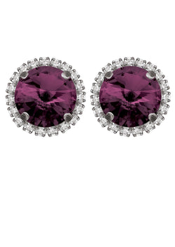 Amethyst Rivoli Studs with Strass Purple color crystals rebekah price jewelry