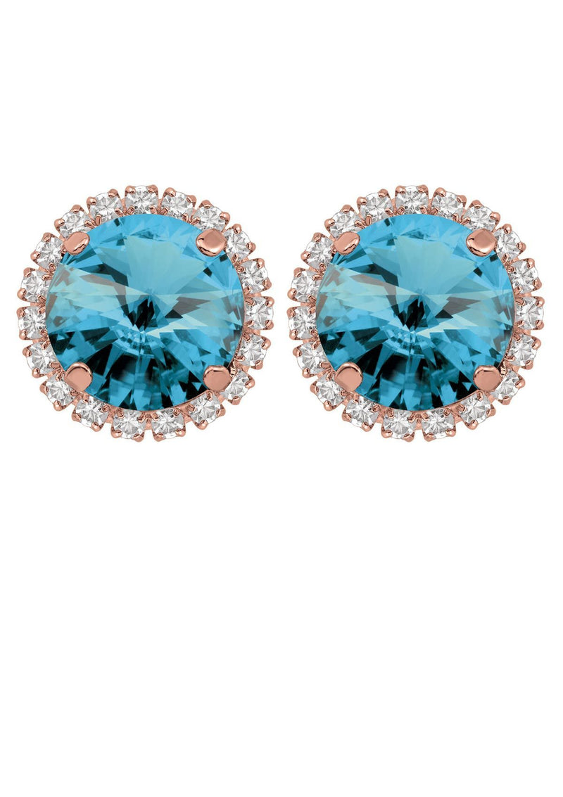 Aquamarine Rivoli Crystal Stud Earrings With Strass Rebekah Price Designs Jewelry